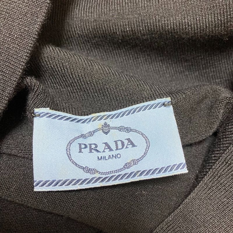 Prada Abito Mc Stretch Wool Knit Polo Dress 23765 Size 38s Black Women's Used