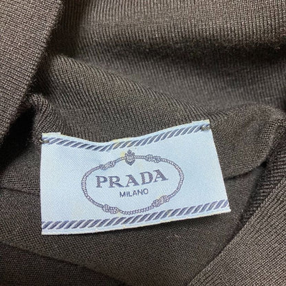 Prada Abito Mc Stretch Wool Knit Polo Dress 23765 Size 38s Black Women's Used
