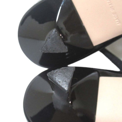 Prada Patent Leather Triangle Logo Plate Suring Back Mules Size 34 Approx 21cm