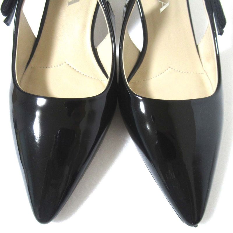 Prada Patent Leather Triangle Logo Plate Suring Back Mules Size 34 Approx 21cm