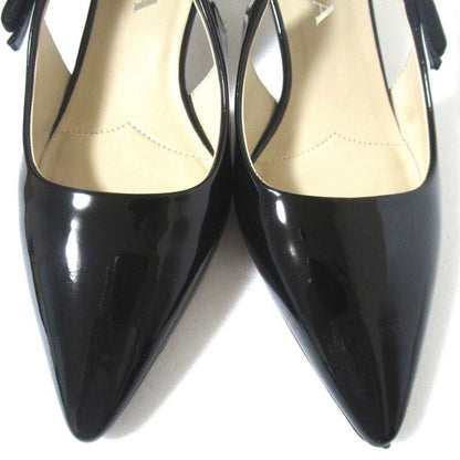 Prada Patent Leather Triangle Logo Plate Suring Back Mules Size 34 Approx 21cm