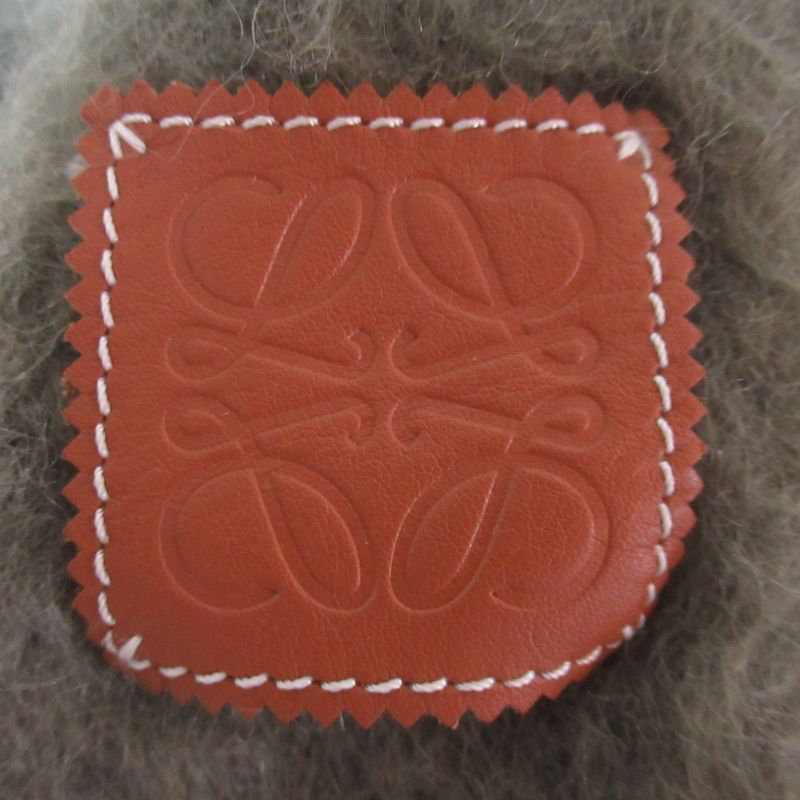 Loewe Anagram Patch Mohair Knit Fringe Scarf F000487x28 Dusty Olive Men's