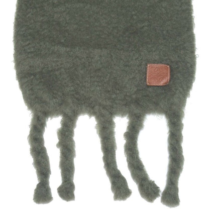 Loewe Anagram Patch Mohair Knit Fringe Scarf F000487x28 Dusty Olive Men's