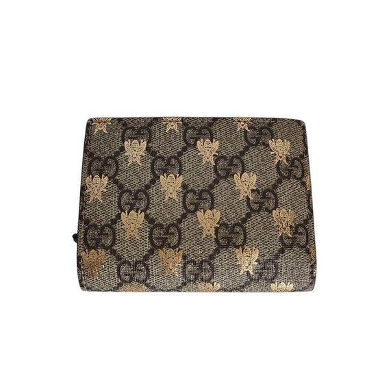 Good Gucci Michele GG Supreme Bee Compact Wallet Bifold Wallet 508757 Beige