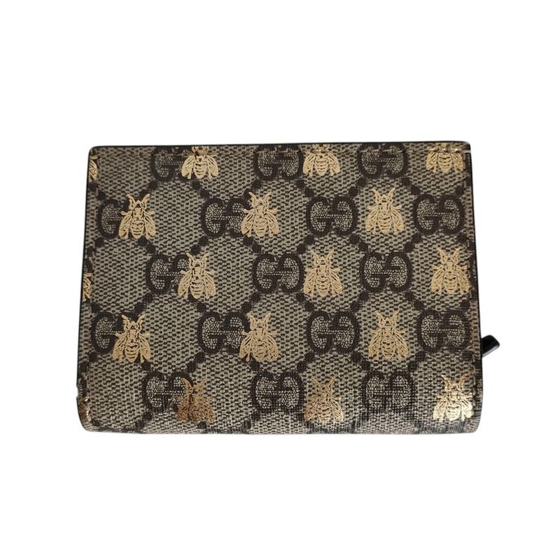 Good Gucci Michele GG Supreme Bee Compact Wallet Bifold Wallet 508757 Beige