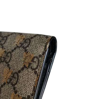 Good Gucci Michele GG Supreme Bee Compact Wallet Bifold Wallet 508757 Beige