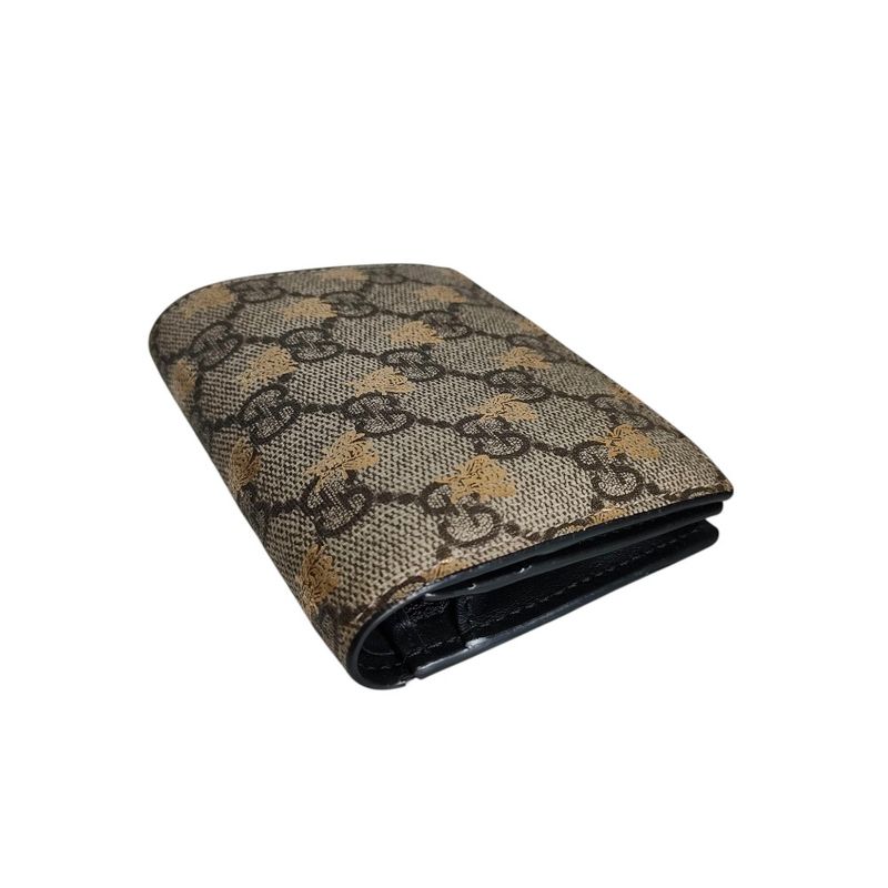 Good Gucci Michele GG Supreme Bee Compact Wallet Bifold Wallet 508757 Beige
