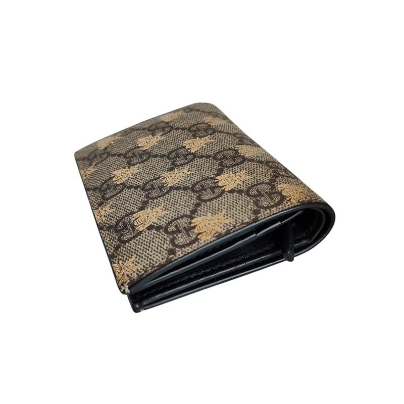 Good Gucci Michele GG Supreme Bee Compact Wallet Bifold Wallet 508757 Beige