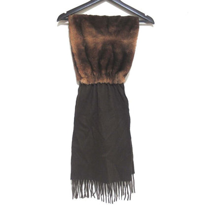 Fendi Orillag Fur and Cashmere Fringe Candy Scarf Brown Women Used
