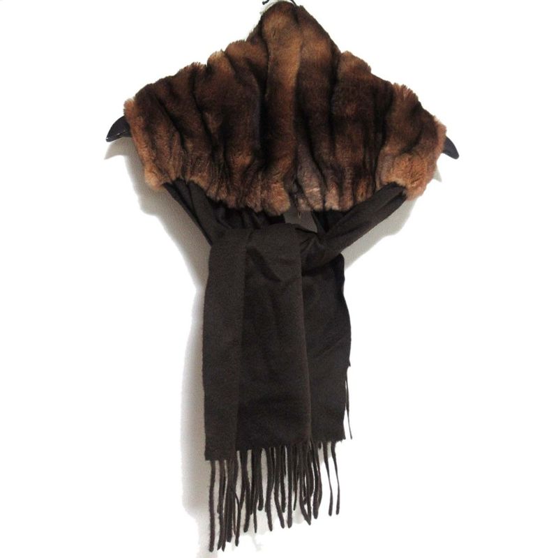 Fendi Orillag Fur and Cashmere Fringe Candy Scarf Brown Women Used