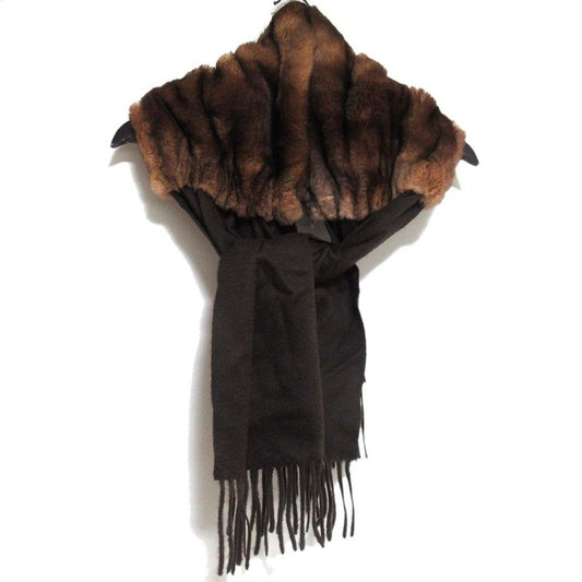 Fendi Orillag Fur and Cashmere Fringe Candy Scarf Brown Women Used