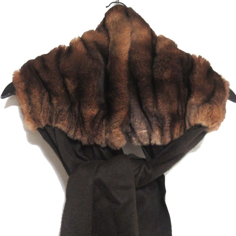 Fendi Orillag Fur and Cashmere Fringe Candy Scarf Brown Women Used