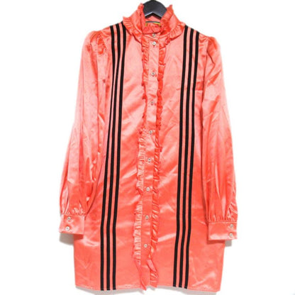 Good 23ss Gucci X Adidas Silk Ruffle Shirt Dress 723272 Size 42 170/92y Pink