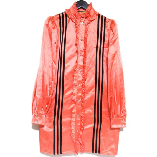 Good 23ss Gucci X Adidas Silk Ruffle Shirt Dress 723272 Size 42 170/92y Pink