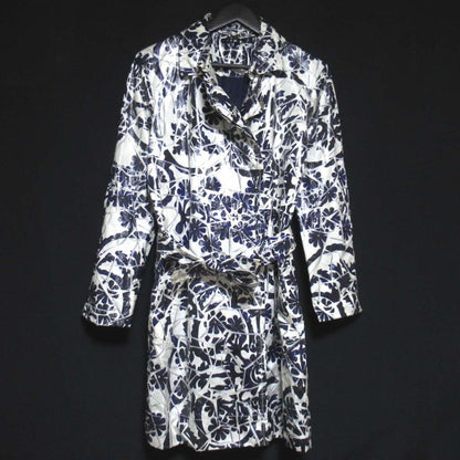 Good Gucci Flower Print PVC Coated Belted Stainless Steel Collar Coat Size 42