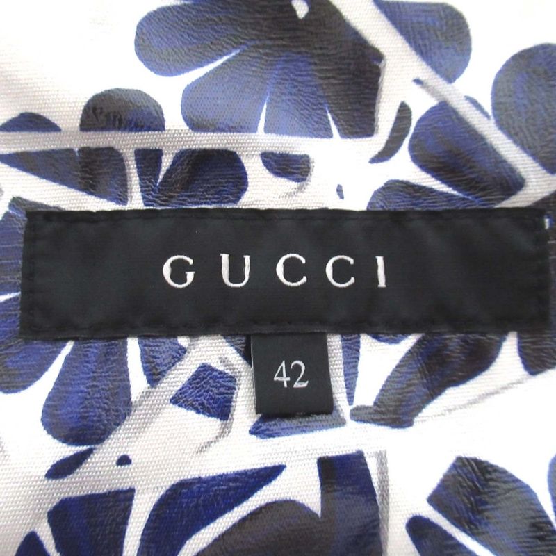Good Gucci Flower Print PVC Coated Belted Stainless Steel Collar Coat Size 42