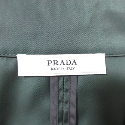 Good Prada Nylon Stainless Steel Collar Coat with Bijoux Waist Belt 40 Green