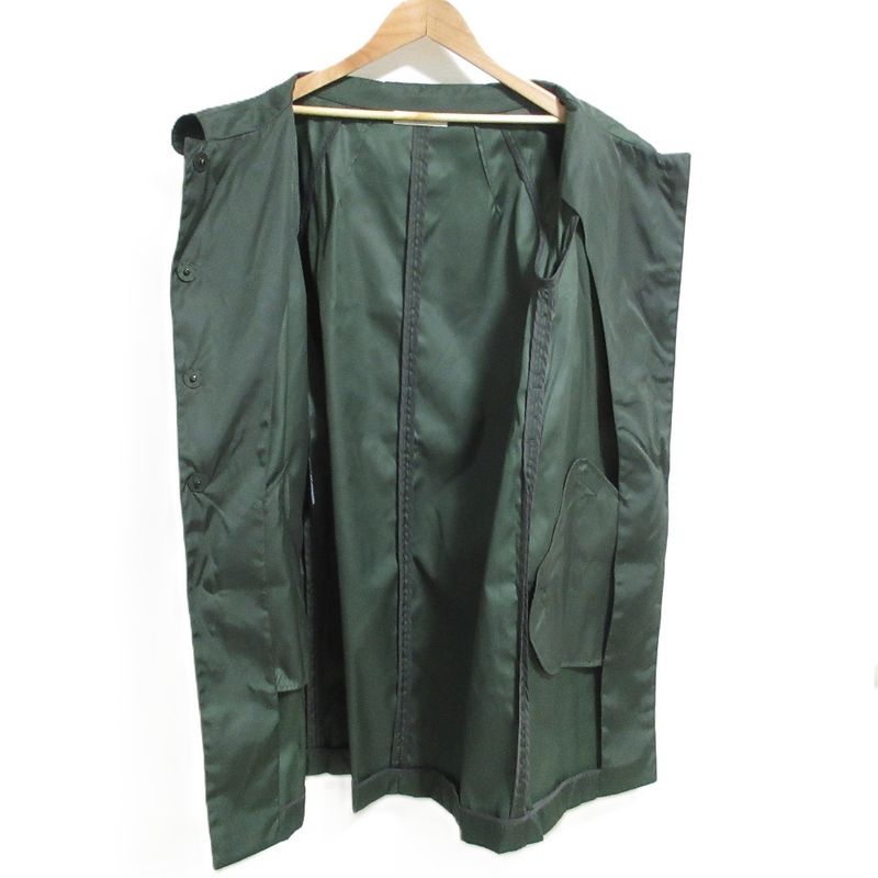 Good Prada Nylon Stainless Steel Collar Coat with Bijoux Waist Belt 40 Green