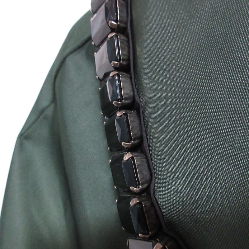 Good Prada Nylon Stainless Steel Collar Coat with Bijoux Waist Belt 40 Green
