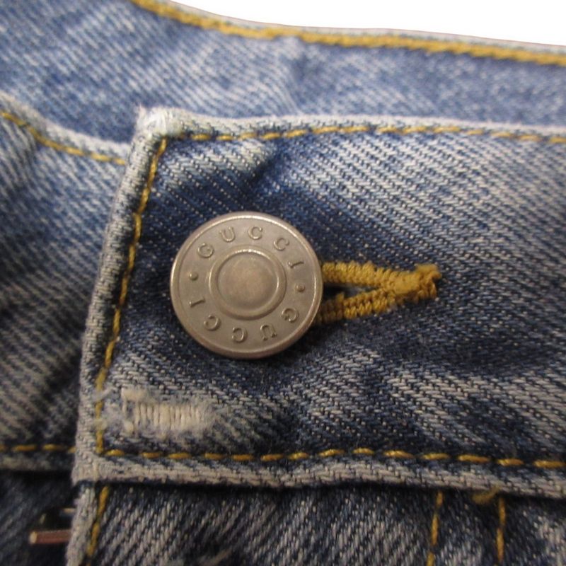 Gucci Damaged Logo Patch Denim Pants Jeans 623953 Size 30 Light Blue Mens Used