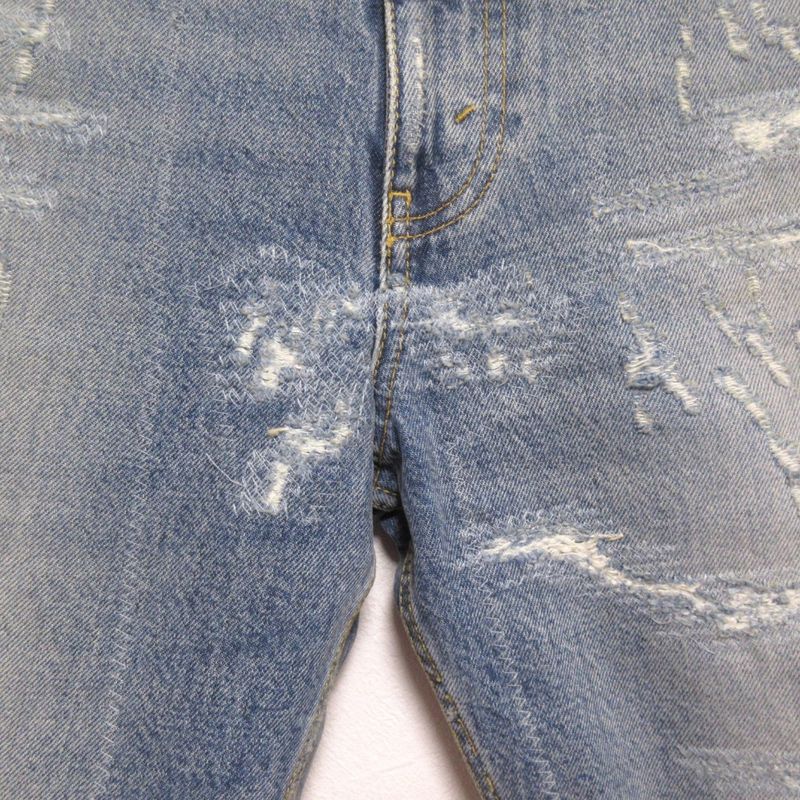 Gucci Damaged Logo Patch Denim Pants Jeans 623953 Size 30 Light Blue Mens Used