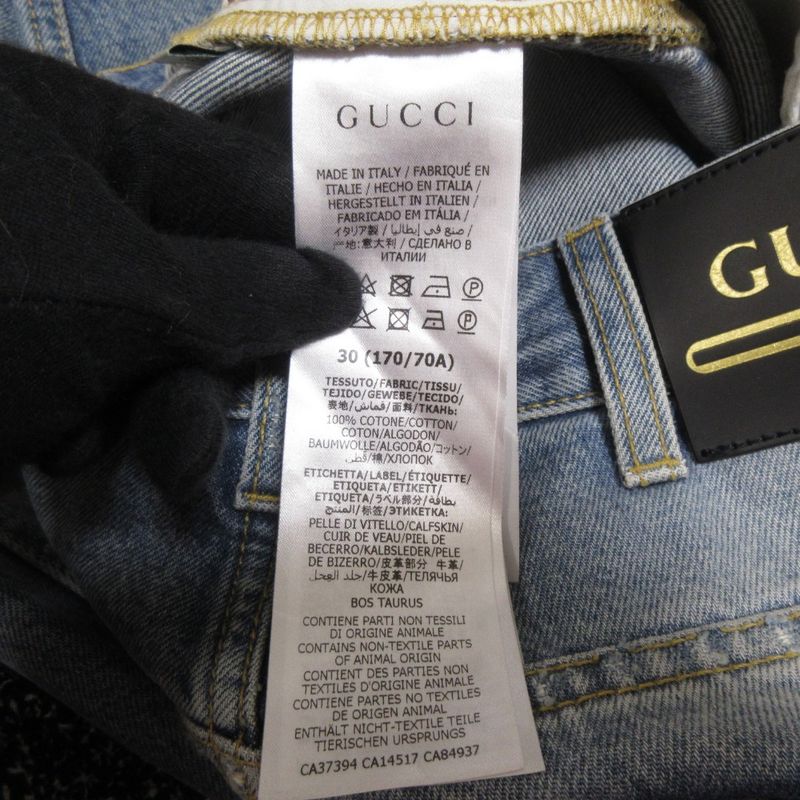 Gucci Damaged Logo Patch Denim Pants Jeans 623953 Size 30 Light Blue Mens Used