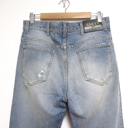 Gucci Damaged Logo Patch Denim Pants Jeans 623953 Size 30 Light Blue Mens Used