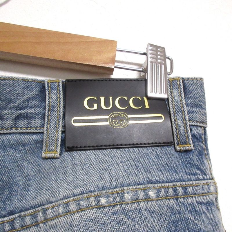 Gucci Damaged Logo Patch Denim Pants Jeans 623953 Size 30 Light Blue Mens Used