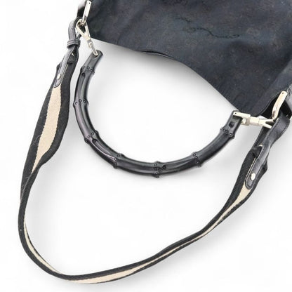Gucci Bamboo GG Canvas 2way Handbag One Shoulder Bag 4058 Black Men Women Used