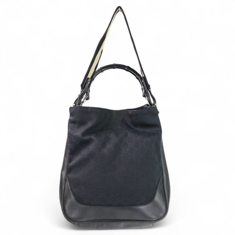 Gucci Bamboo GG Canvas 2way Handbag One Shoulder Bag 4058 Black Men Women Used