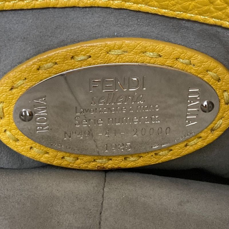 Good Fendi Selleria Leather 2way Shoulder Bag Handbag 8bt218 Yellow Ladies Used