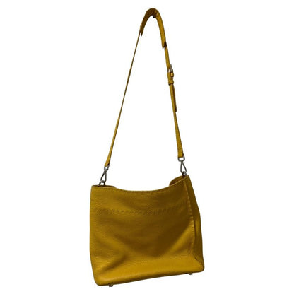 Good Fendi Selleria Leather 2way Shoulder Bag Handbag 8bt218 Yellow Ladies Used