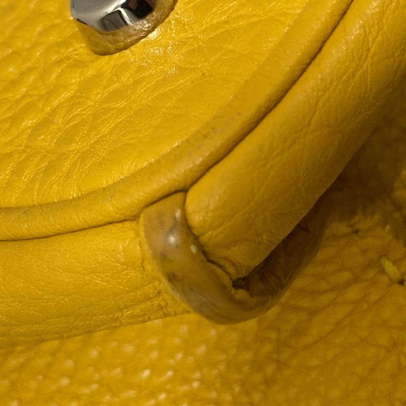 Good Fendi Selleria Leather 2way Shoulder Bag Handbag 8bt218 Yellow Ladies Used