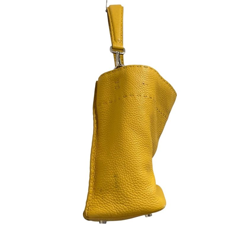 Good Fendi Selleria Leather 2way Shoulder Bag Handbag 8bt218 Yellow Ladies Used