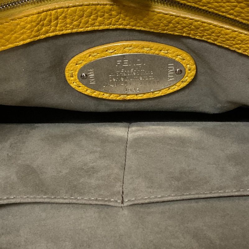 Good Fendi Selleria Leather 2way Shoulder Bag Handbag 8bt218 Yellow Ladies Used