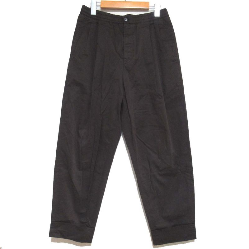 22ss Hermes Two Tuck Draw String Ring Tapered Pants Brown Men's Used