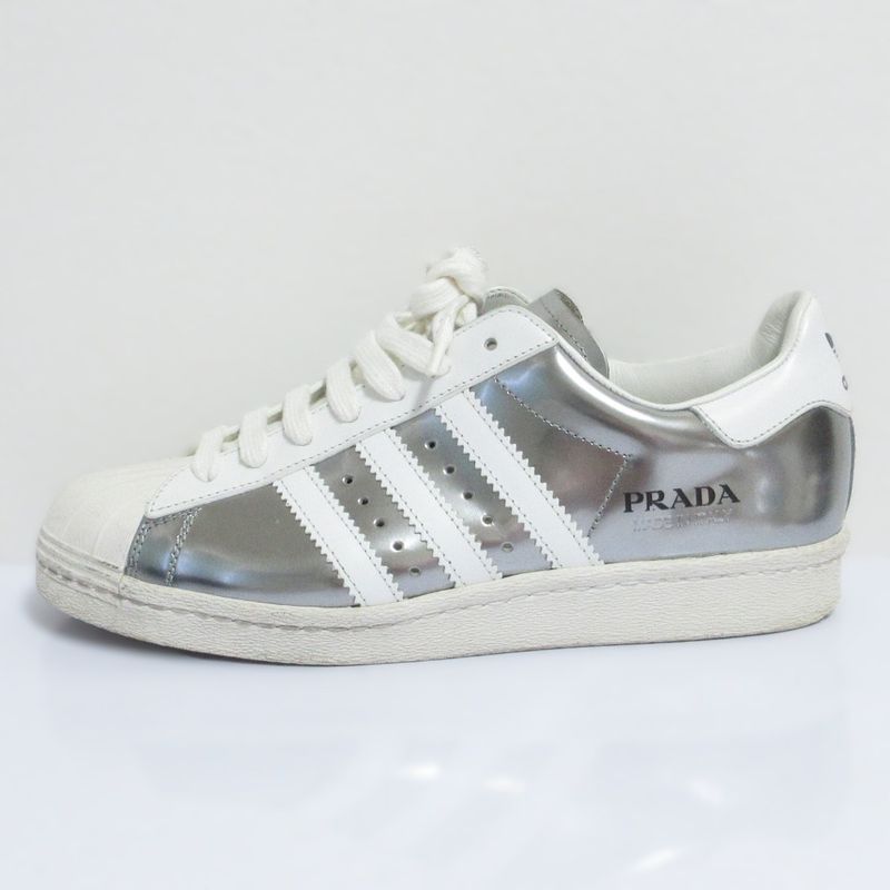 Prada×adidas Superstar Low Cut Sneakers 2eg321 24.0cm (9.45in) White Silver