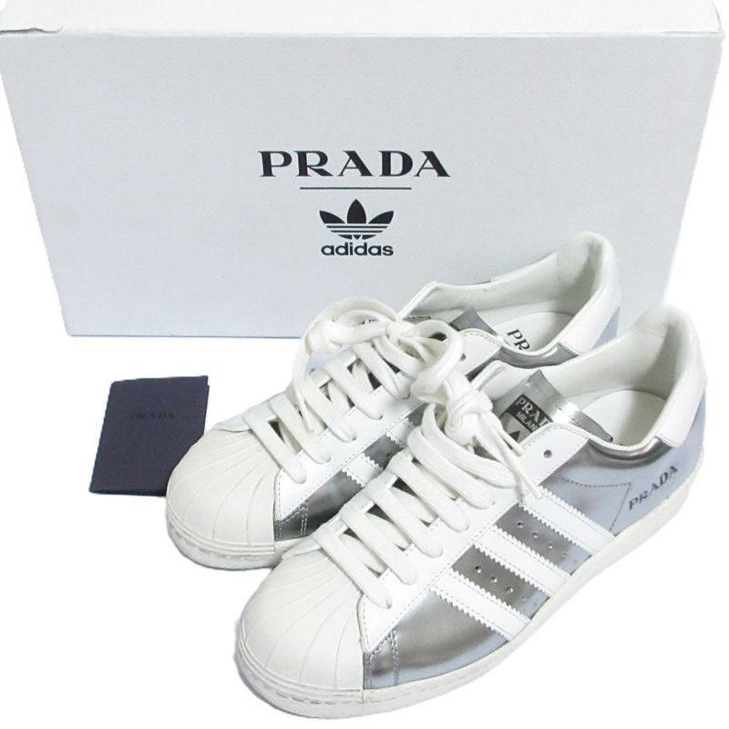 Prada×adidas Superstar Low Cut Sneakers 2eg321 24.0cm (9.45in) White Silver