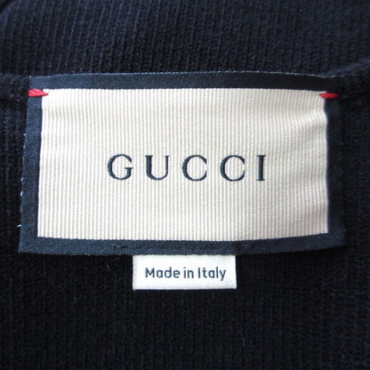 22ss Gucci Long Sleeve Heart Neck Ribbed Knit Top Sweater 670629 S Black