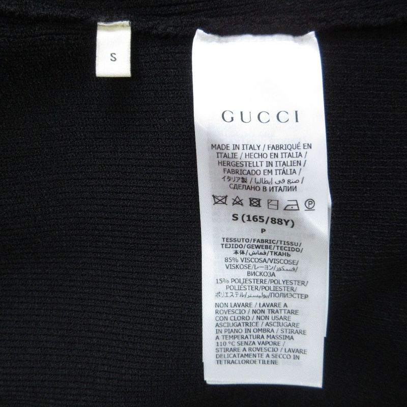 22ss Gucci Long Sleeve Heart Neck Ribbed Knit Top Sweater 670629 S Black