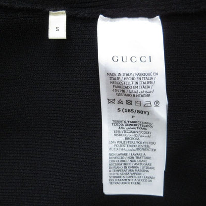 22ss Gucci Long Sleeve Heart Neck Ribbed Knit Top Sweater 670629 S Black