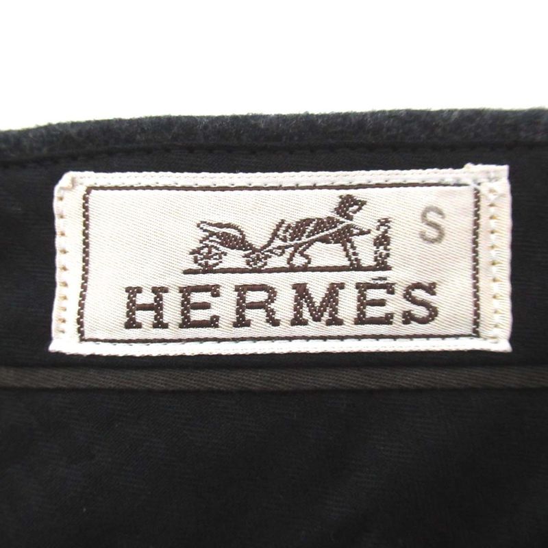 Hermes Leather Waist Wool Cashmere Blend Slacks Pants Size 42 Charcoal Gray