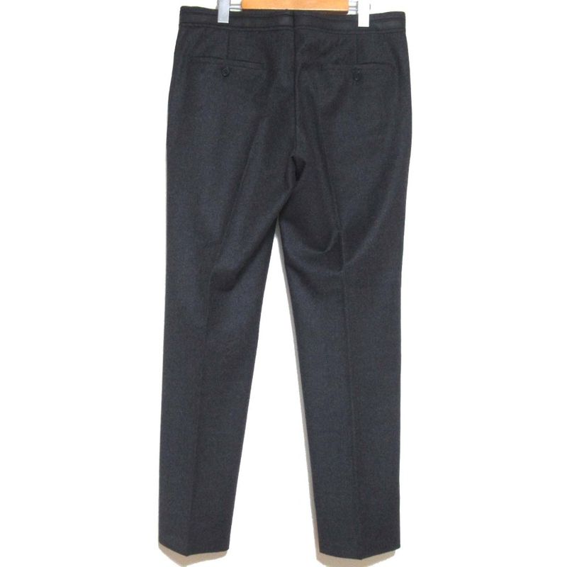 Hermes Leather Waist Wool Cashmere Blend Slacks Pants Size 42 Charcoal Gray