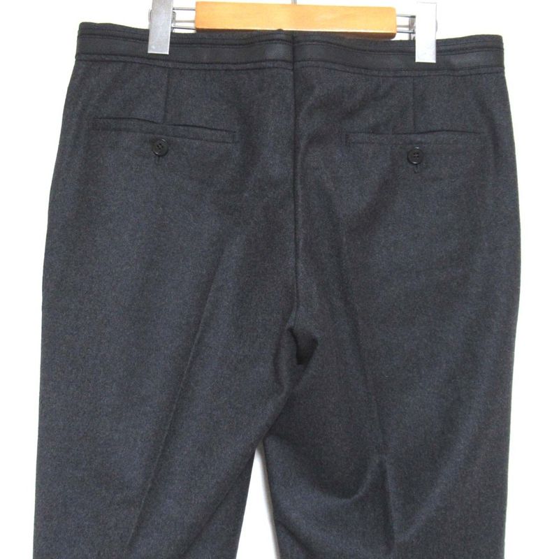Hermes Leather Waist Wool Cashmere Blend Slacks Pants Size 42 Charcoal Gray