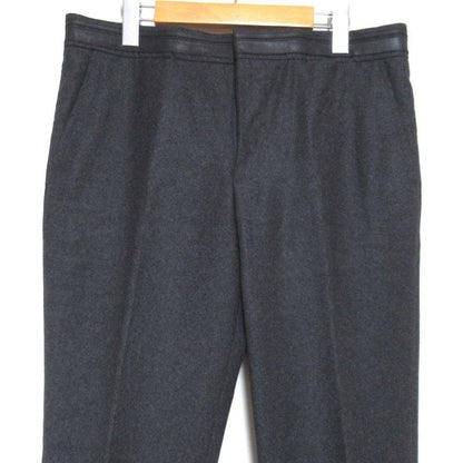 Hermes Leather Waist Wool Cashmere Blend Slacks Pants Size 42 Charcoal Gray