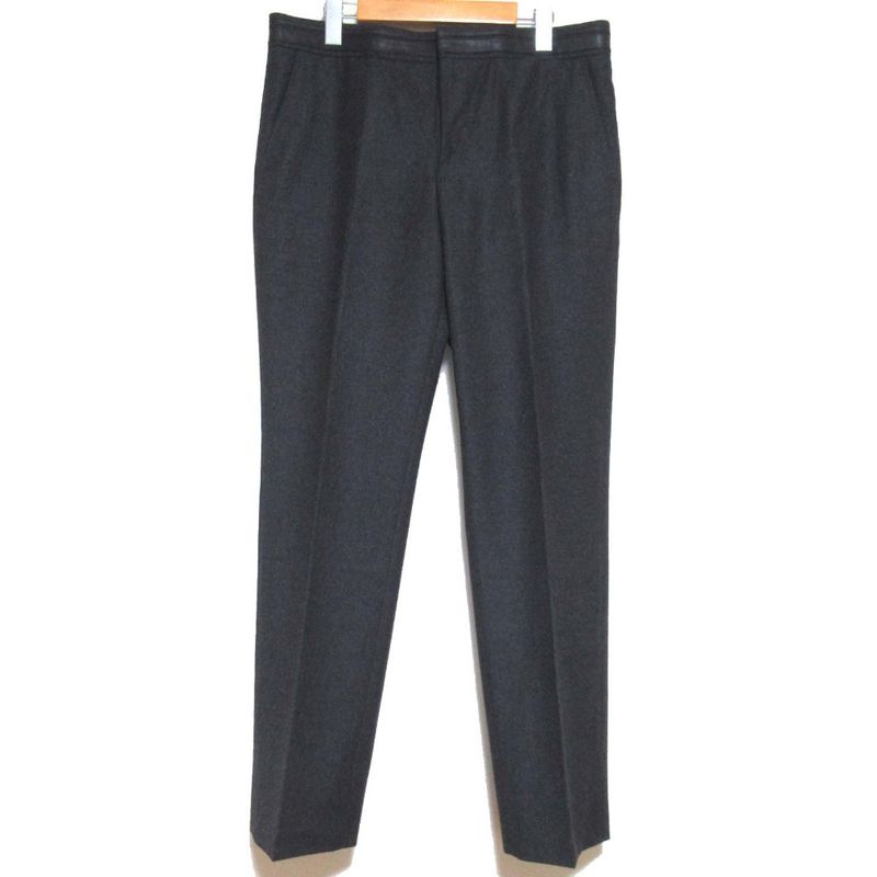 Hermes Leather Waist Wool Cashmere Blend Slacks Pants Size 42 Charcoal Gray