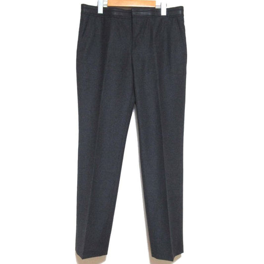 Hermes Leather Waist Wool Cashmere Blend Slacks Pants Size 42 Charcoal Gray