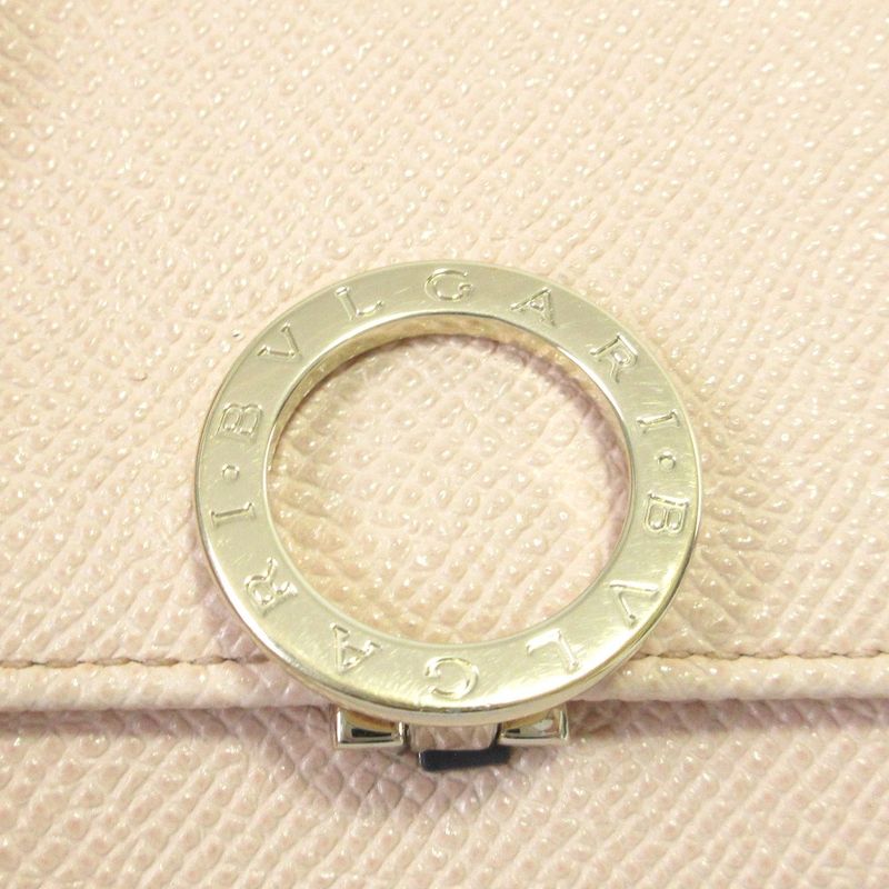 Bvlgari Trifold Wallet Trifold Mini Wallet 290483 Peach Ladies Used