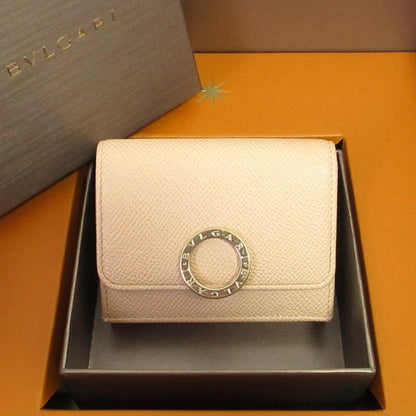 Bvlgari Trifold Wallet Trifold Mini Wallet 290483 Peach Ladies Used