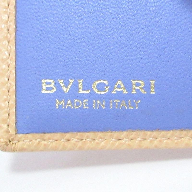 Bvlgari Trifold Wallet Trifold Mini Wallet 290483 Peach Ladies Used